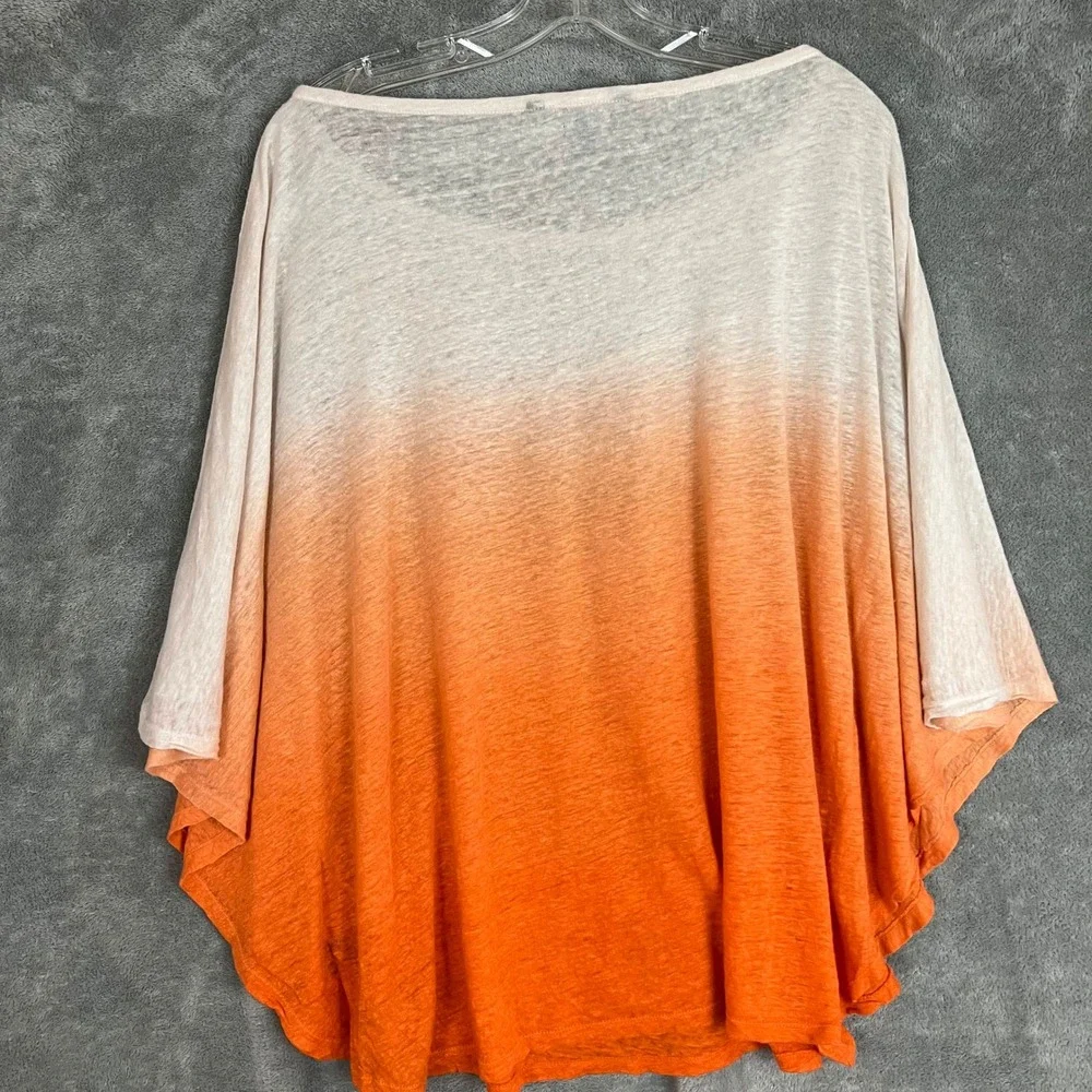 Ralph Lauren Poncho Top‎ Womens L 100% Linen Orange Ombre Lightweight